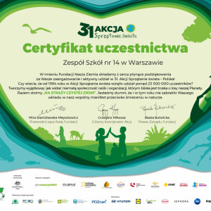 certyfikat od Fundacji Nasza Ziemia